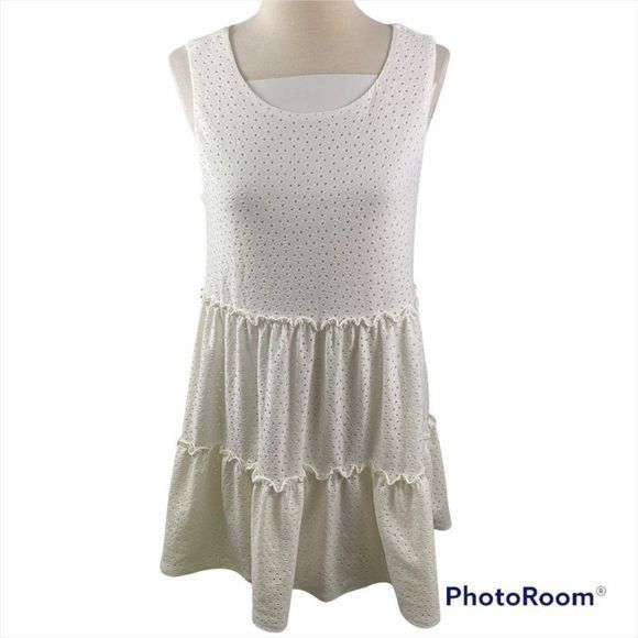 NWT SPEECHLESS White Sleeveless Tiered Dress (M) - Picture 9 of 9